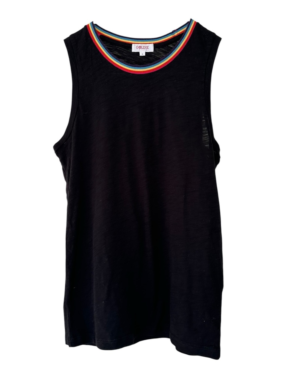 Goldie • Rainbow Tipped Black Tank Top